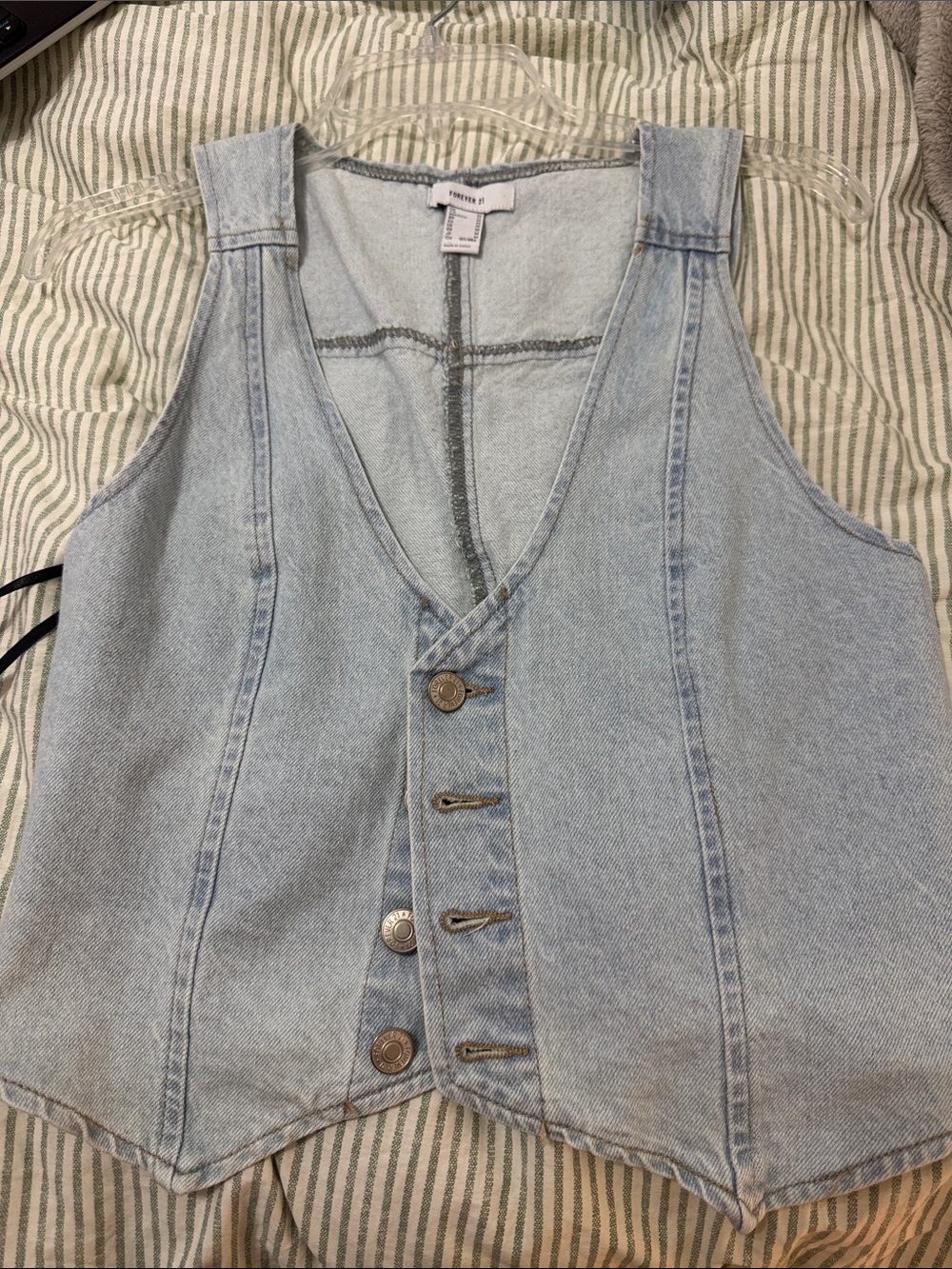 Forever 21 Light Blue Denim Button Vest